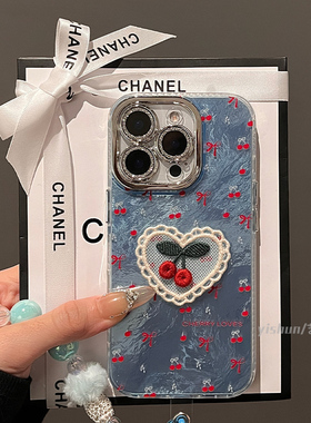 适用苹果16ProMax手机壳2025新款iPhone17pro闪粉镜头全包14plus韩系ins蝴蝶结樱桃13女款12pm硅胶软11保护套