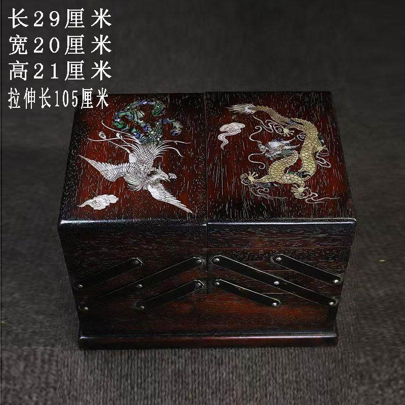 小叶紫檀镶嵌贝壳珠宝首饰箱复古