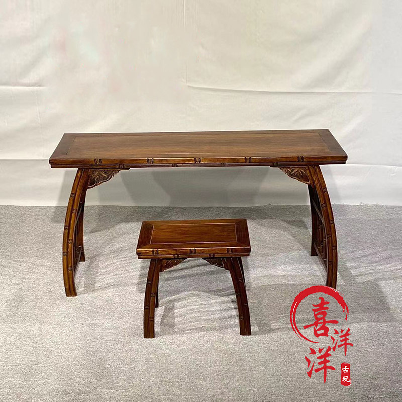 古董文玩花梨木古琴桌琴凳中式书法桌古筝桌家用摆件复古老物件