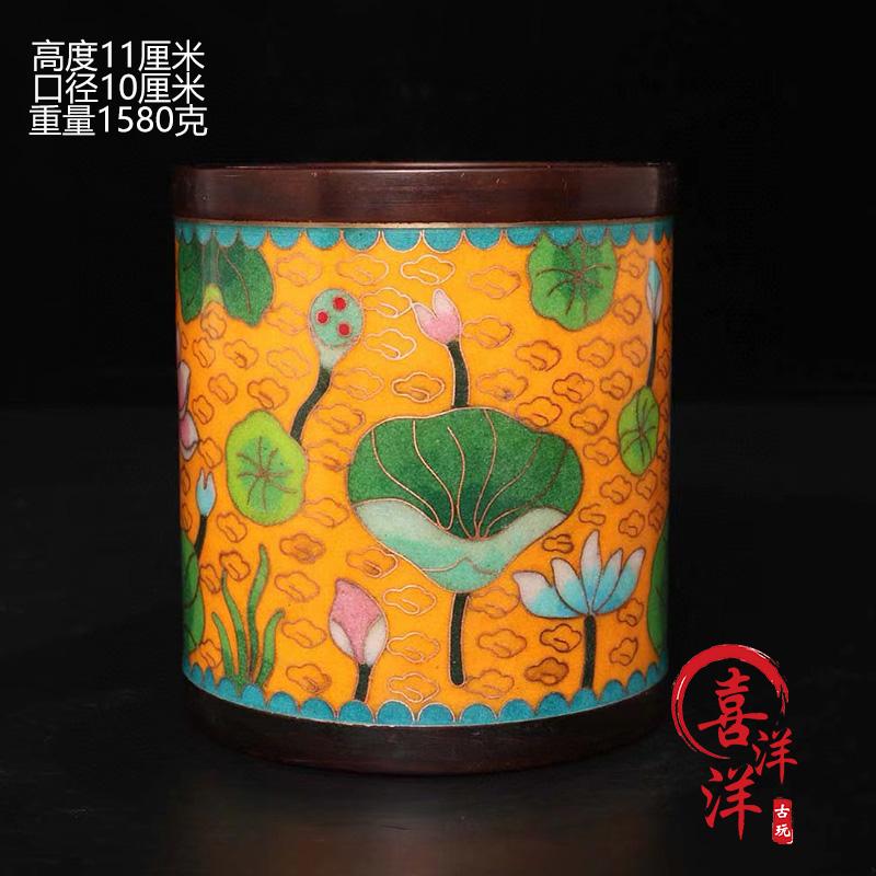 铜胎掐丝珐琅景泰蓝笔筒回流老货