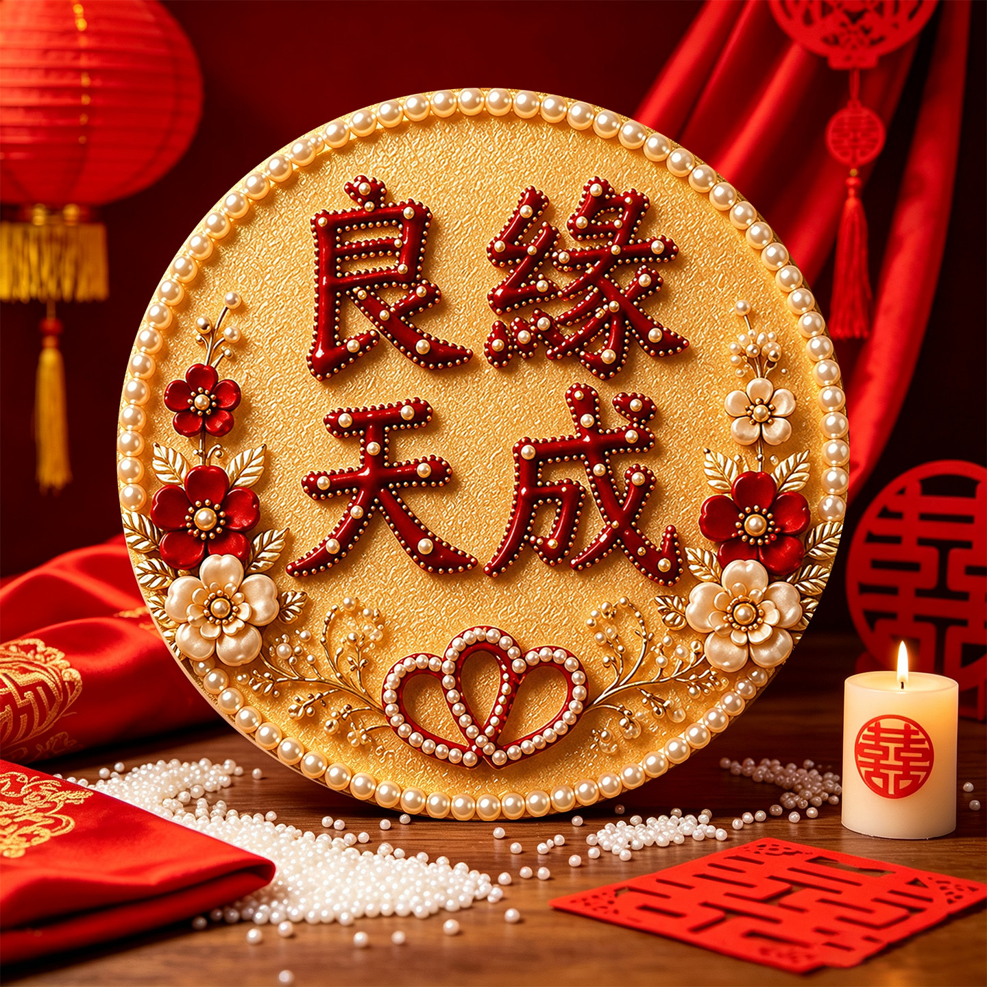 良缘天成手工diy珍珠画新婚礼物