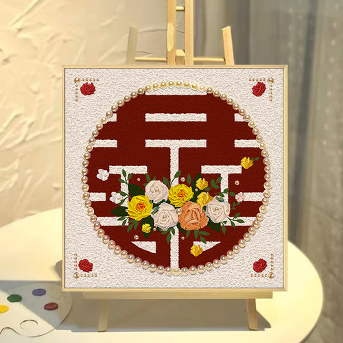 拾色丙烯喜结婚肌理画数字油画