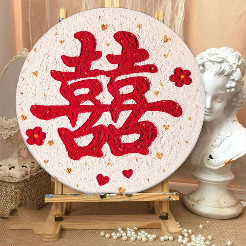 丙烯中式石英砂立体数字油画手工