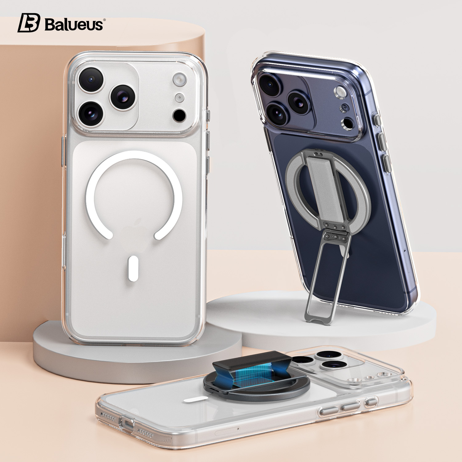 Balueus适用苹果17ProMax手机壳iPhone17Pro透明保护套17全包防摔超薄外壳Air便携磁吸腕带支架2025新款男女