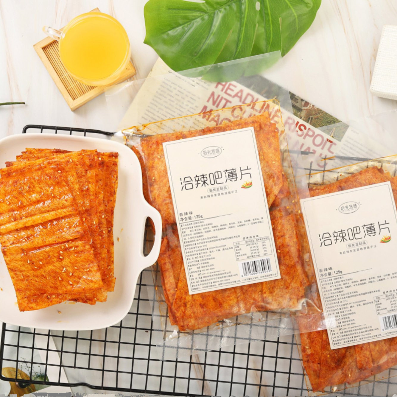 拾光悠味洽辣吧薄片125g/袋 湖南特产小吃零食香辣味网红手工辣条图片