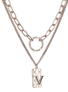 大牌双层叠戴字母项链女高级