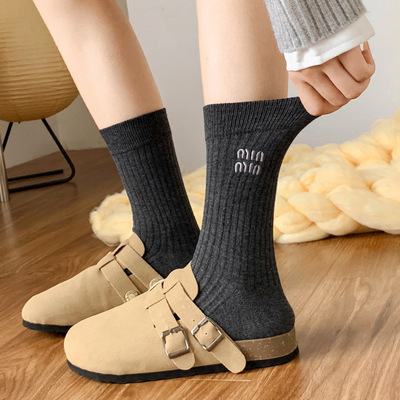 袜子高螺口刺绣堆堆双纱设计耐磨