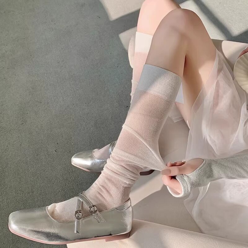 防晒网眼小腿袜纯欲及膝可堆堆袜