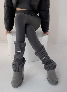 秋冬灰色袜套+鲨鱼裤叠穿封神！新款巨修饰腿型显瘦保暖外穿袜套