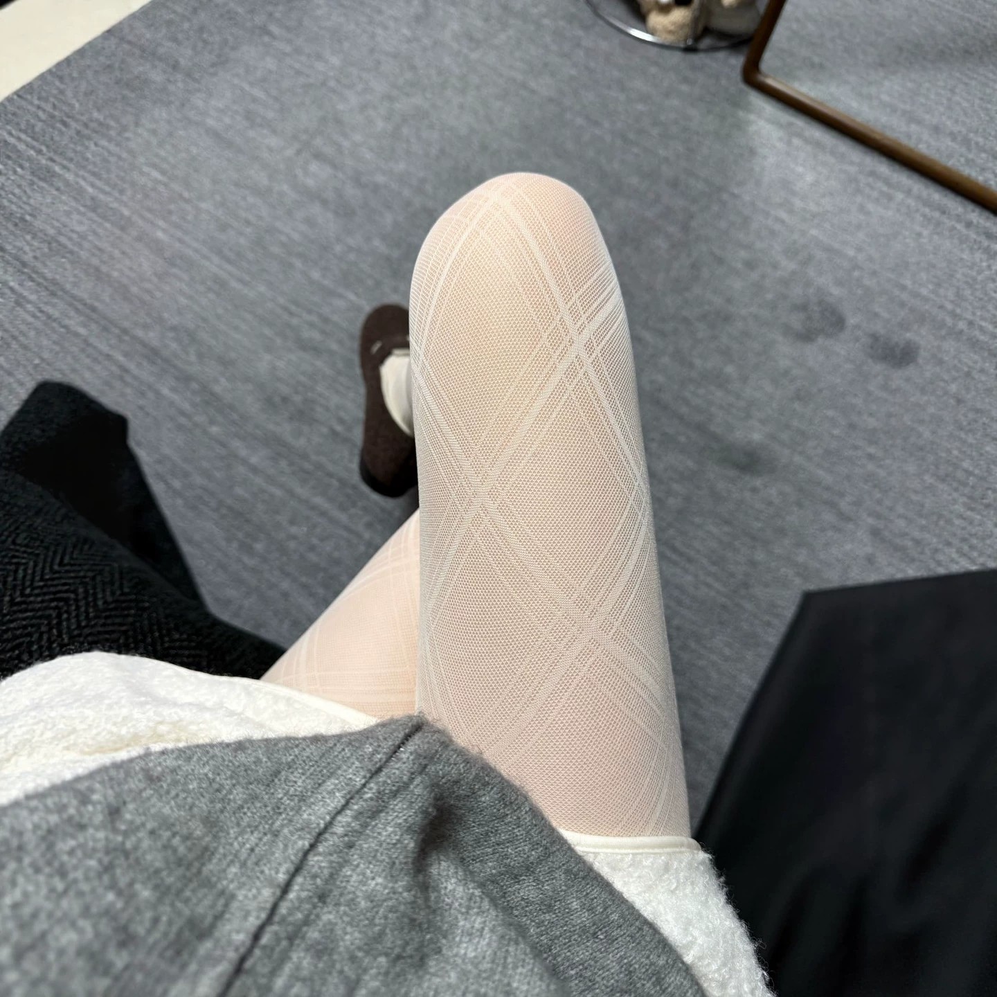 菱格白色丝袜芭蕾风蝴蝶结防勾丝
