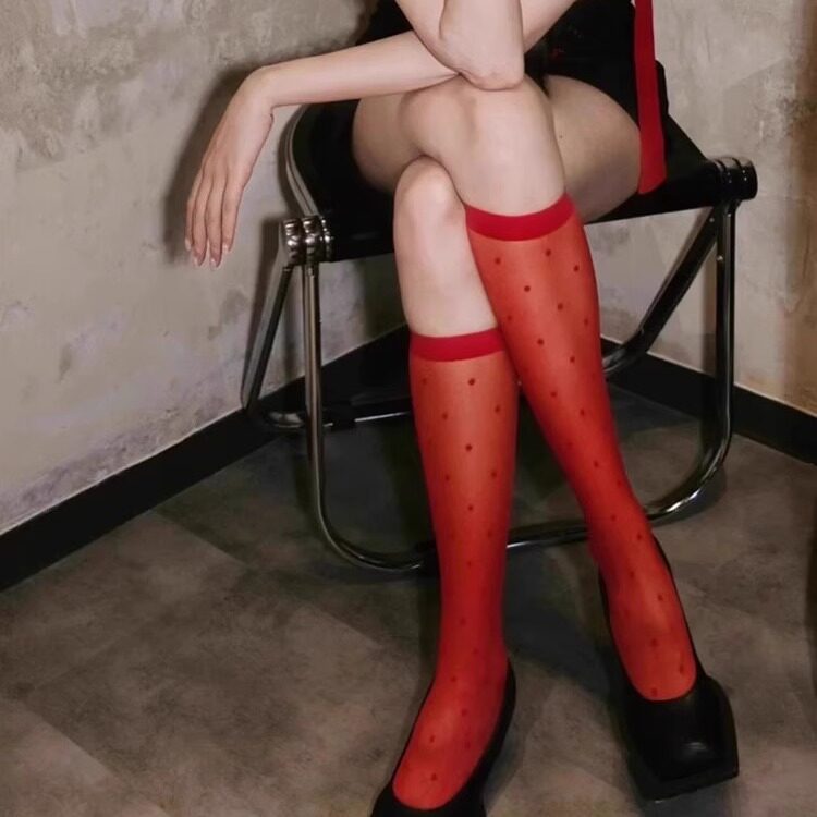 夏季超薄款波点丝袜防勾丝小腿袜