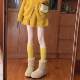 day sunny 2026早春活力感黄色保暖护腿泡泡袜针织堆堆小腿袜女