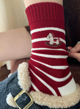 马年限定小马袜袜~好piu亮！节日氛围感浓浓~袜子女款本命年红袜