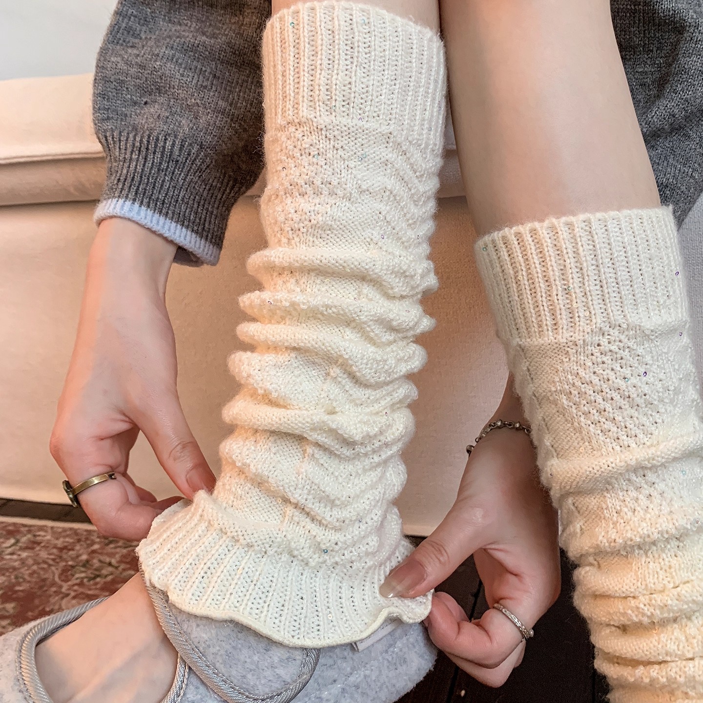 袜套女秋冬堆堆袜miu系长袜韩系