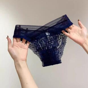 猛虎细嗅蔷薇！交叉V形蕾丝女士内裤~宝石蓝蕾丝~高级感满满~鞋带