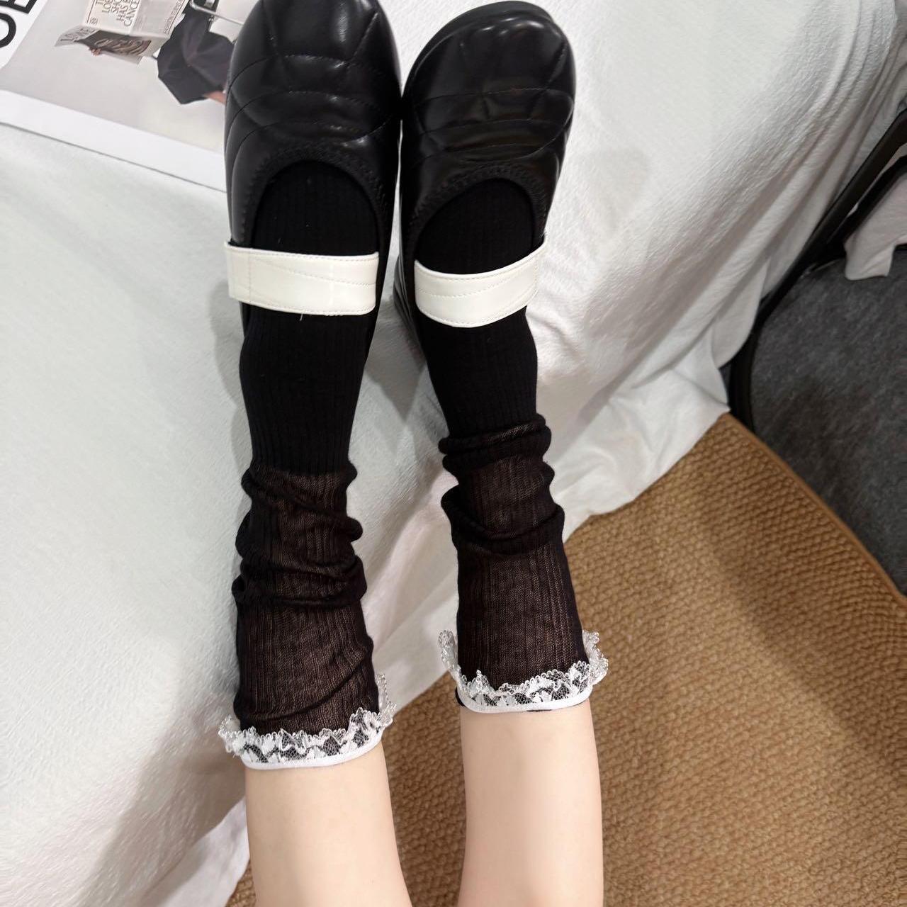 韩系波浪蕾丝花边袜堆堆巨显腿细