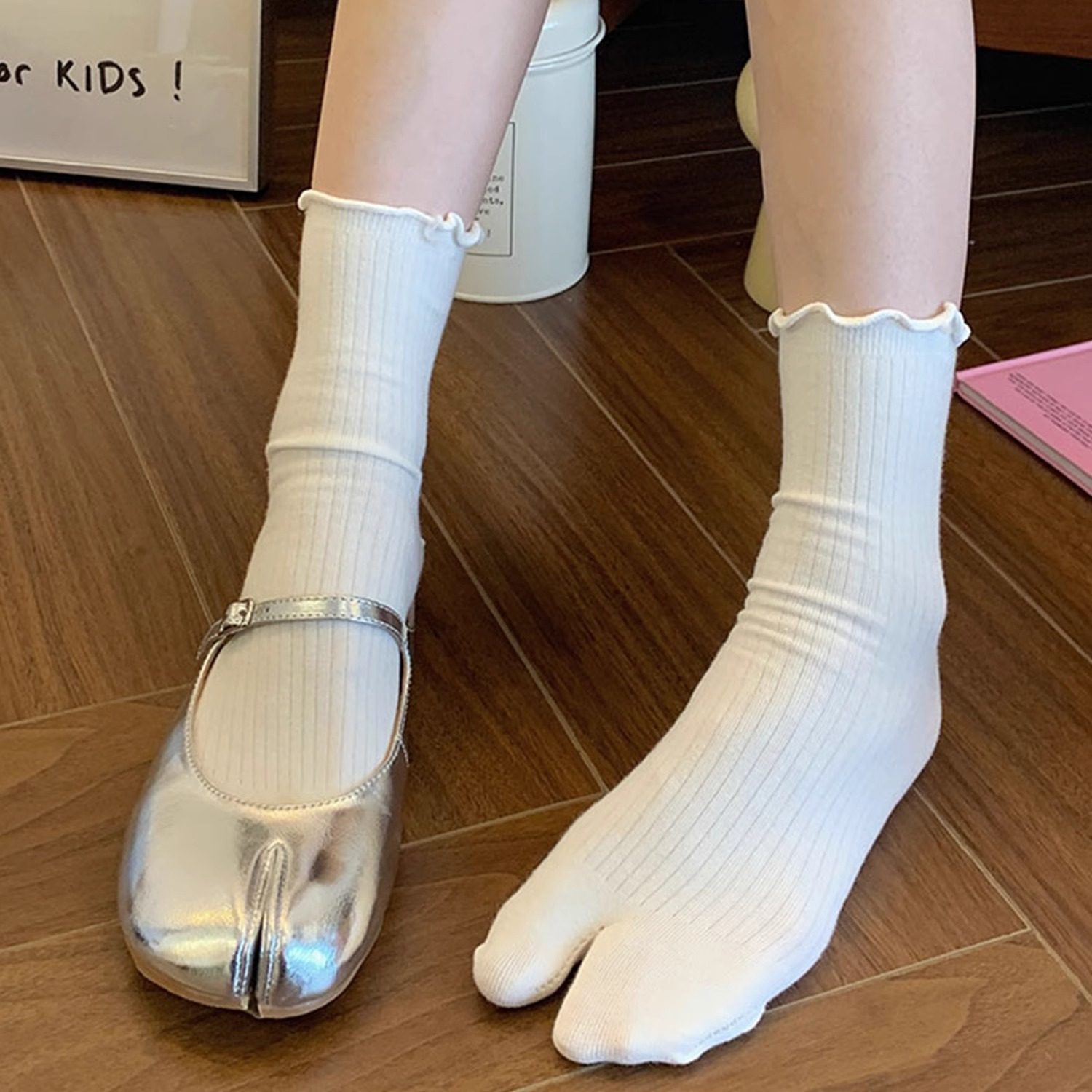 春夏白色堆堆袜日系中筒花边袜女