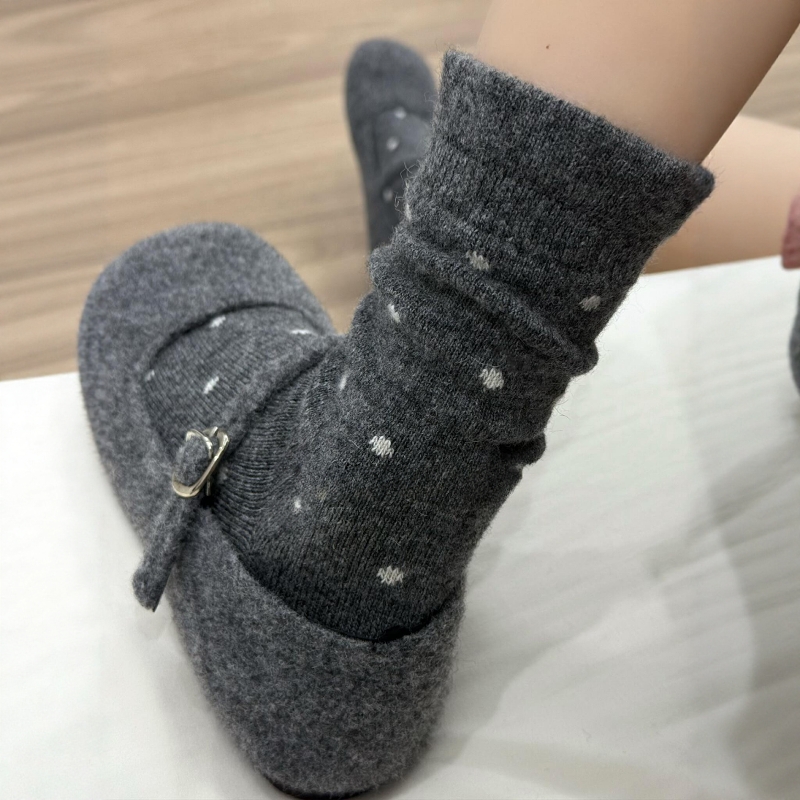 allgrey！波点羊毛袜子＋小单鞋