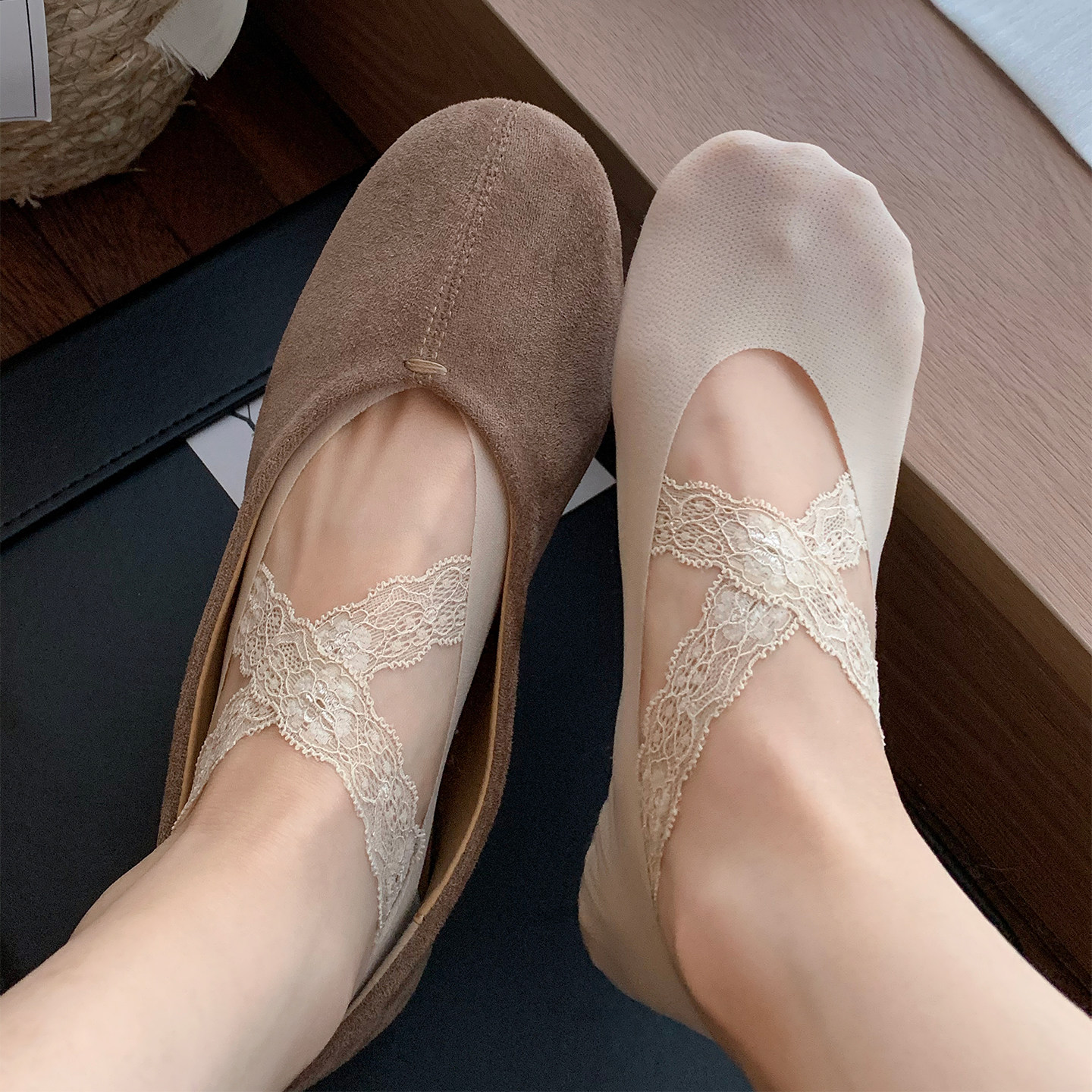 蕾丝绑带袜子女船袜夏季薄款防滑