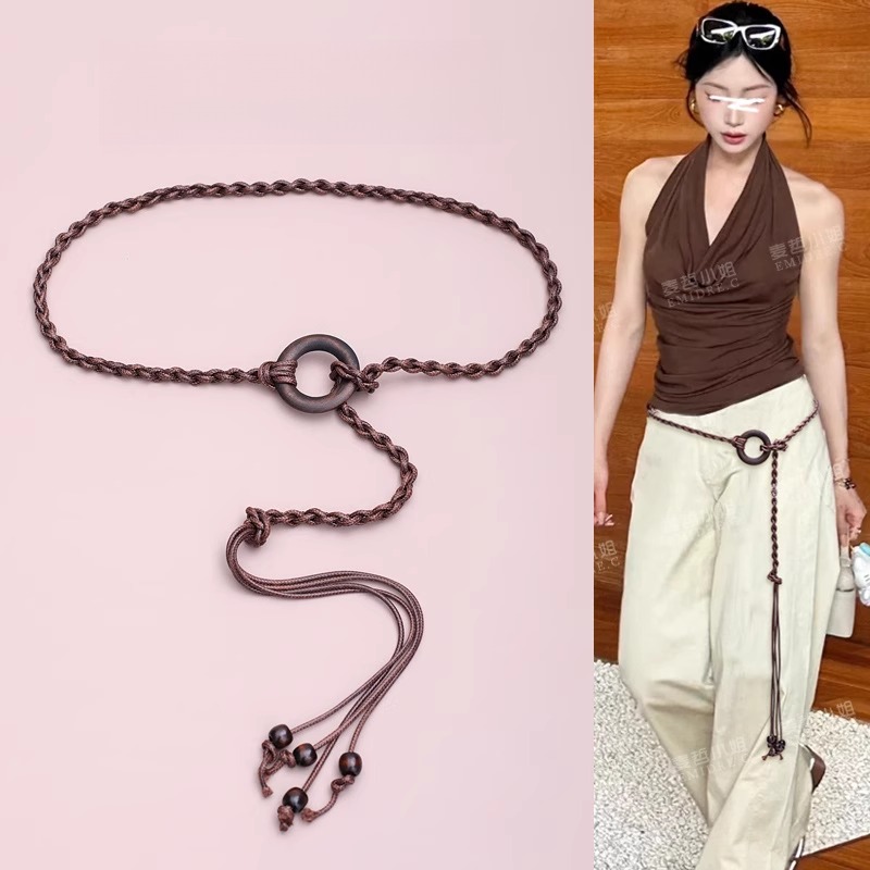 腰绳腰链编织腰带细装饰系带加长