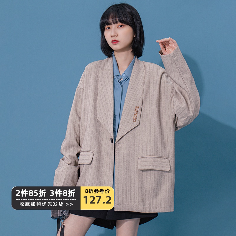 tgea炸街小西装外套女复古英伦韩版宽松ins慵懒百搭春秋季潮短款