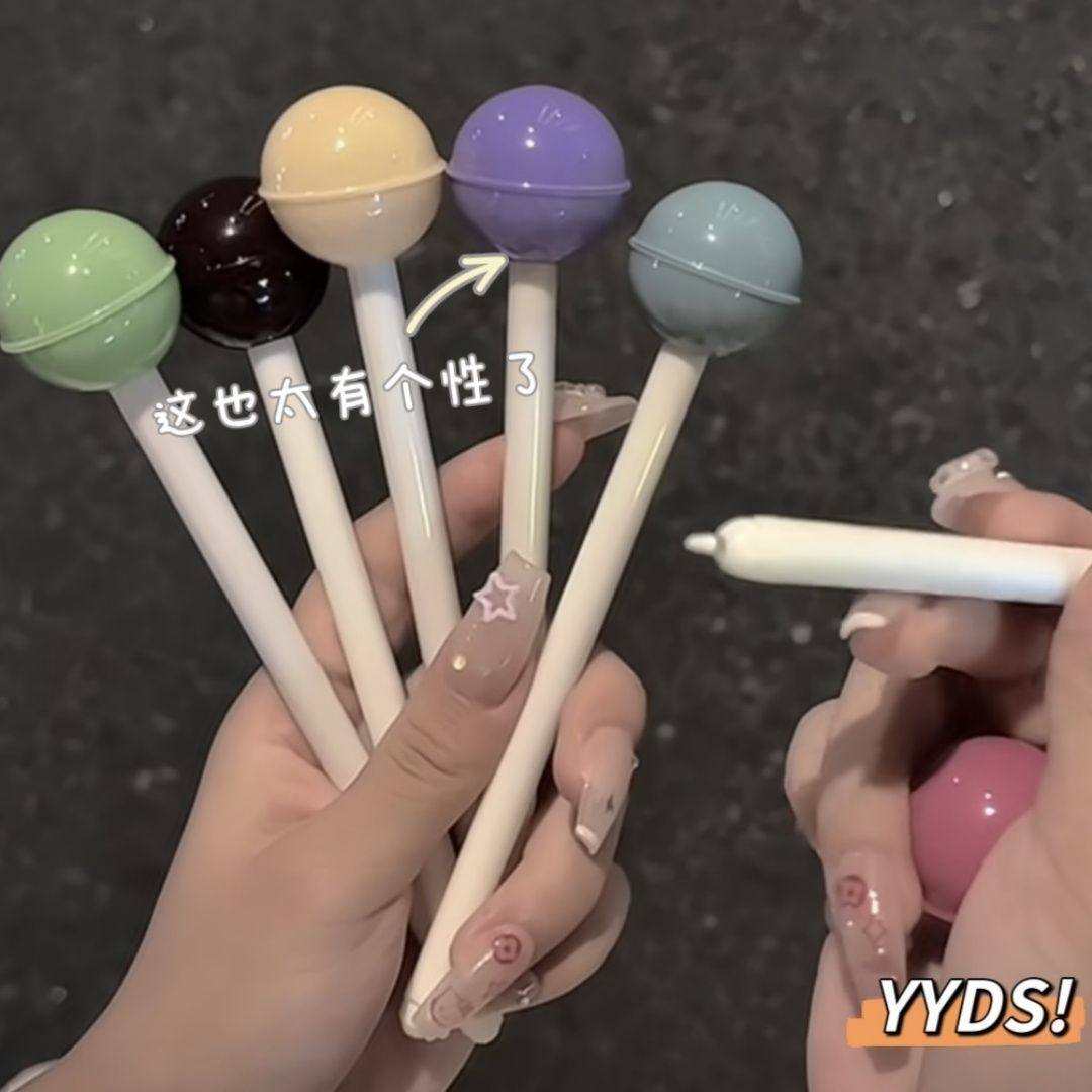 新款棒棒糖造型中性笔可爱糖果色黑色笔芯创意学习办公文具实用礼