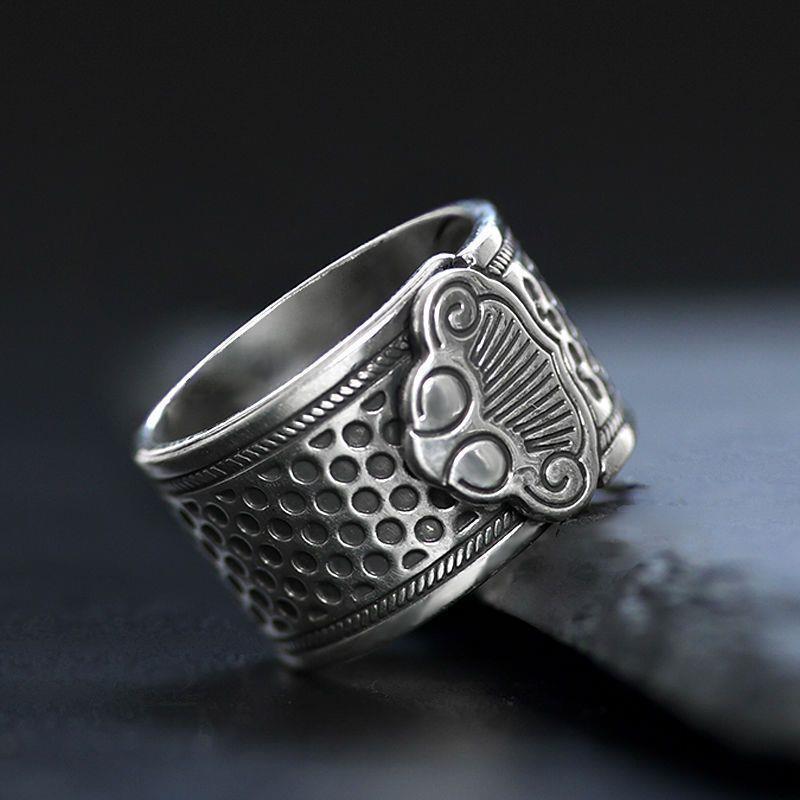 家用复古顶针加厚老式手工缝纫顶针箍妈妈礼品实用加宽设计