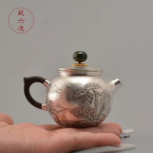 藏六造小银壶约80ml 纯银999泡茶壶纯手工日本银茶壶 单人泡茶壶