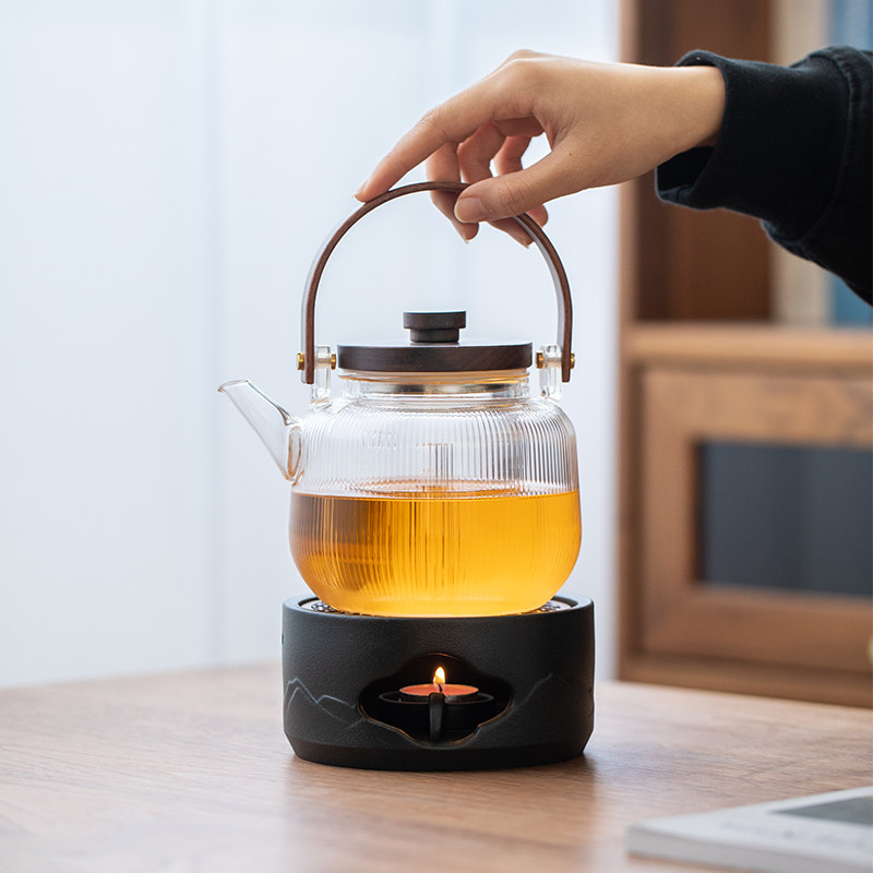 围炉煮茶壶泡茶家用花茶壶蜡烛加热电陶炉煮茶炉耐高温玻璃烧水壶