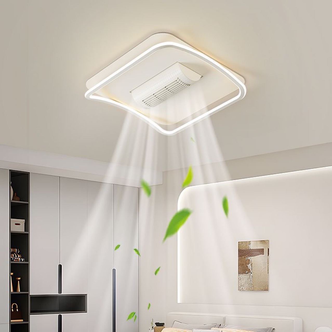 全光谱护眼不刺眼屏闪滚筒式纯铜电机智能静音6档超强风力电扇灯