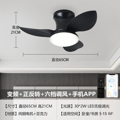 风扇灯餐厅灯简约带电风扇吊灯书房卧室灯具2024新款110v伏/220v