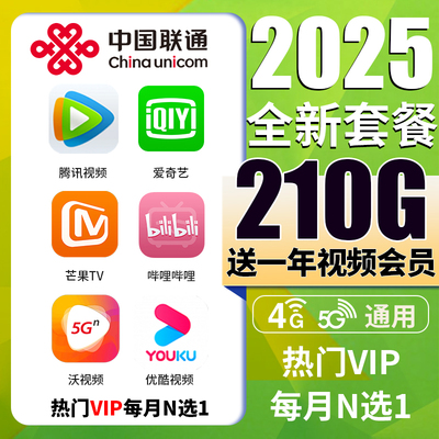 【全新套餐】联通流量卡纯流量上网卡手机电话卡送视频会员大王卡