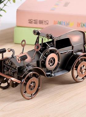 金属铁艺老爷车模型家居室内装饰品家装书柜摆件服装店吧台摆设