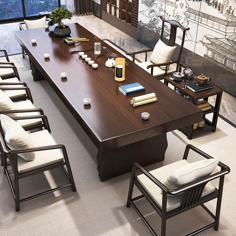 大板实木茶桌2025新款高端轻奢中式办公室茶台家用客厅茶桌椅组合