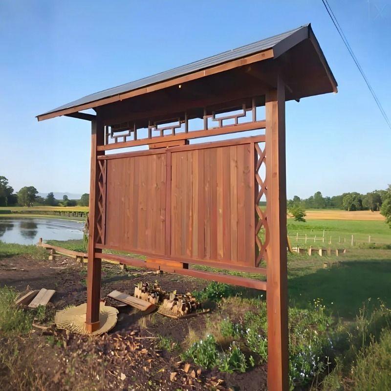 户外防腐木宣传栏广告牌公园景区彷古展示架指示牌乡村实木告示栏