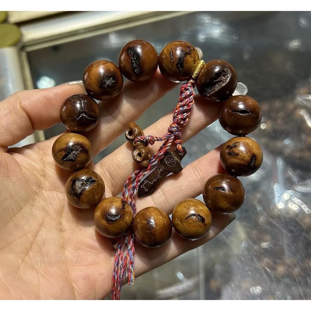 天然雷击枣木手串18mm男女单圈全雷痕款佛珠桃木剑手链配饰