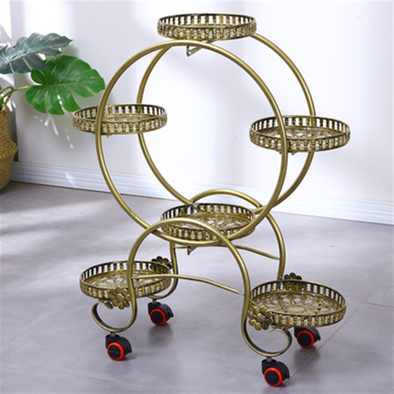 铁艺多层绿植花架子室内阳台省空间绿萝置物架客厅带轮创意花盆架