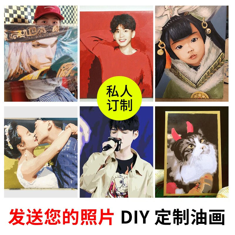 DIY数字油画风景人物花卉婚纱照片节日创意礼物手填数字油画装饰|图片