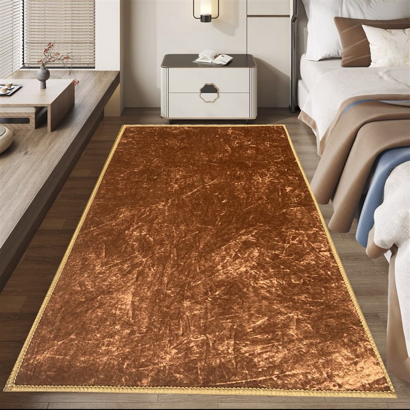 金黄色地毯卧室床边毯踏者生财床前脚垫土黄色地垫房间满铺地毯