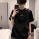 解构拉链垫肩短袖 高街潮牌痞帅宽松五分袖 t恤男重磅半袖 体恤美式