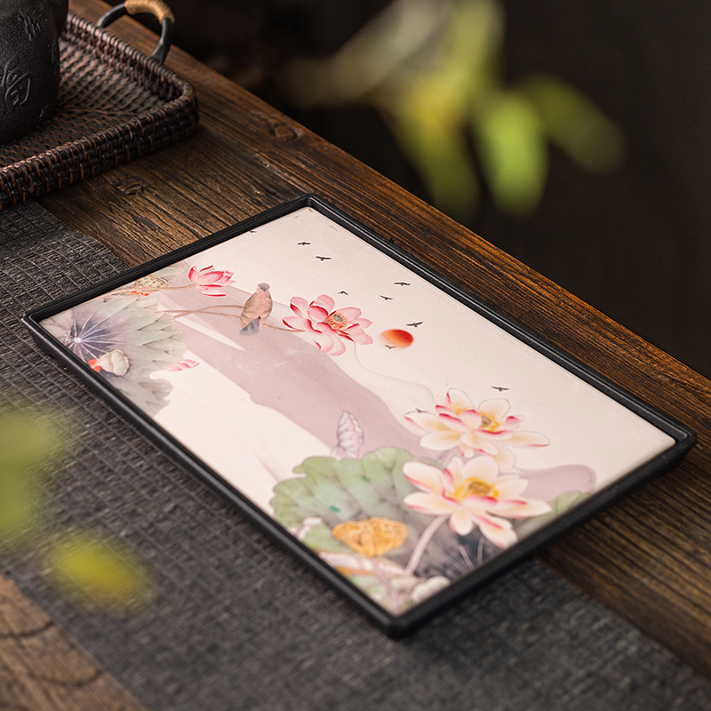 吸水干泡盘中式大号托盘家用简约茶盘茶海壶承泡茶台一人用小茶几