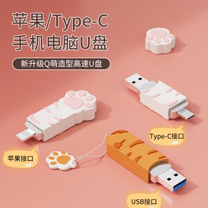 苹果手机U盘电脑两用学生可爱卡通优盘typec双接口外接照片储存器