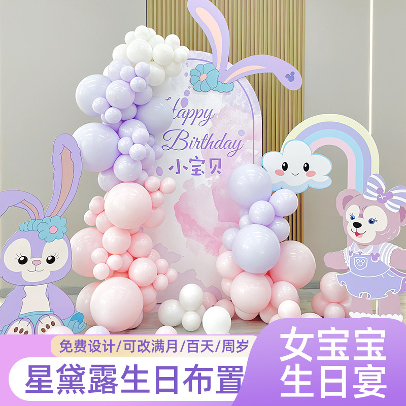 星戴路主题生日布置套餐 周岁宴女孩成人礼气球装饰派对kt板定制