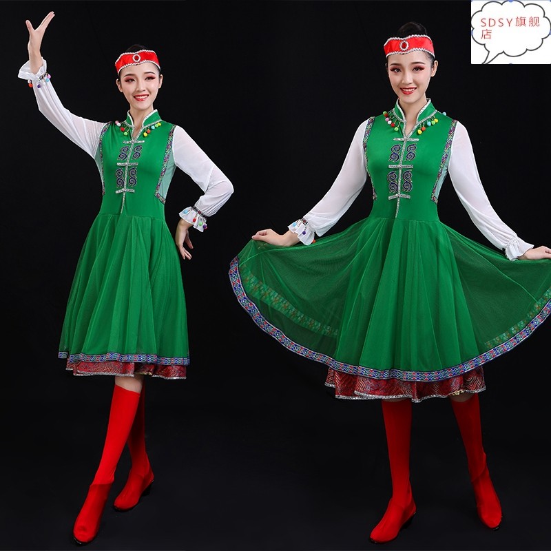 蒙古服装女成人少数民族表演服藏族舞蹈演出服蒙古袍大摆裙广场舞