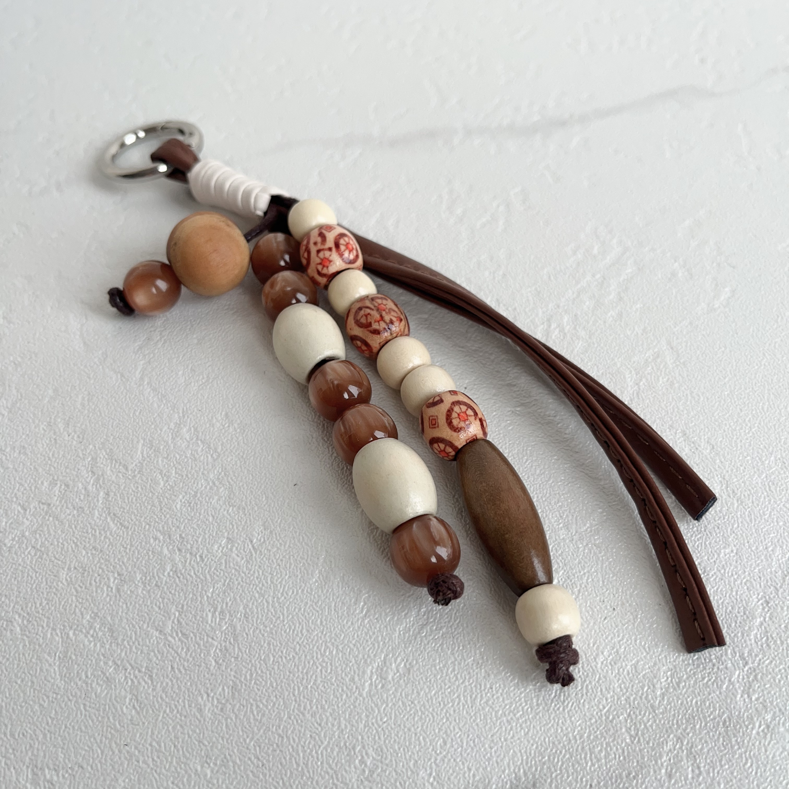 小设计手工制作钥匙扣挂件包包挂饰手机挂绳木质珠子流苏挂件礼品