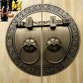 大门门栓拉手圆形纯铜门锁实木中式 栓门环插销实心通体铜拉环 老式