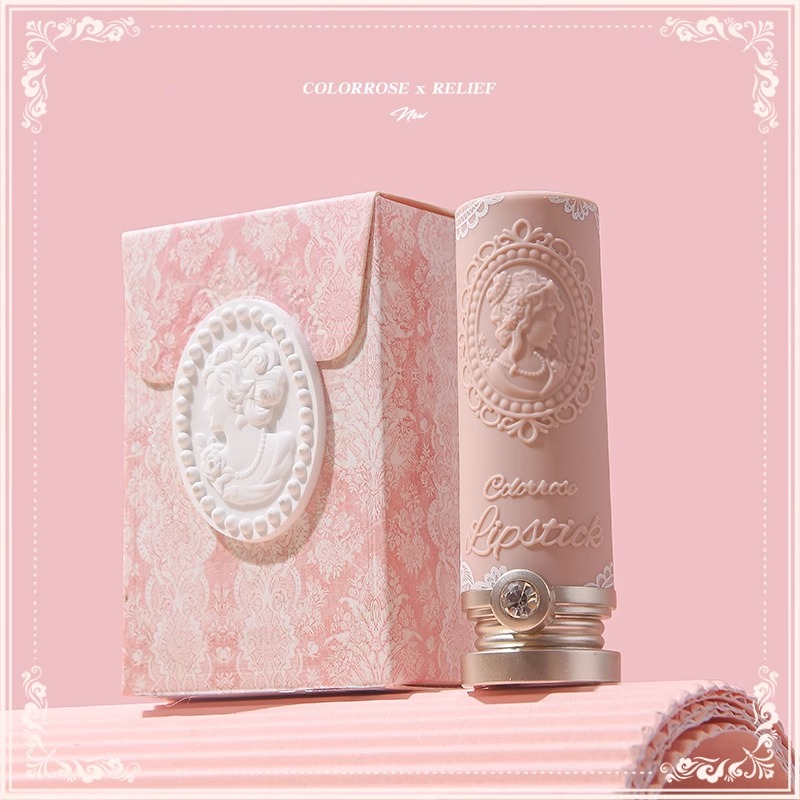 colorrose秋冬浮雕口红女小众品牌平价红棕系奶茶口红哑光
