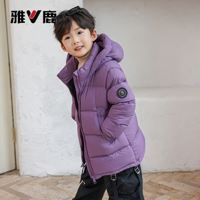 雅鹿洋气儿童羽绒服中长款加厚