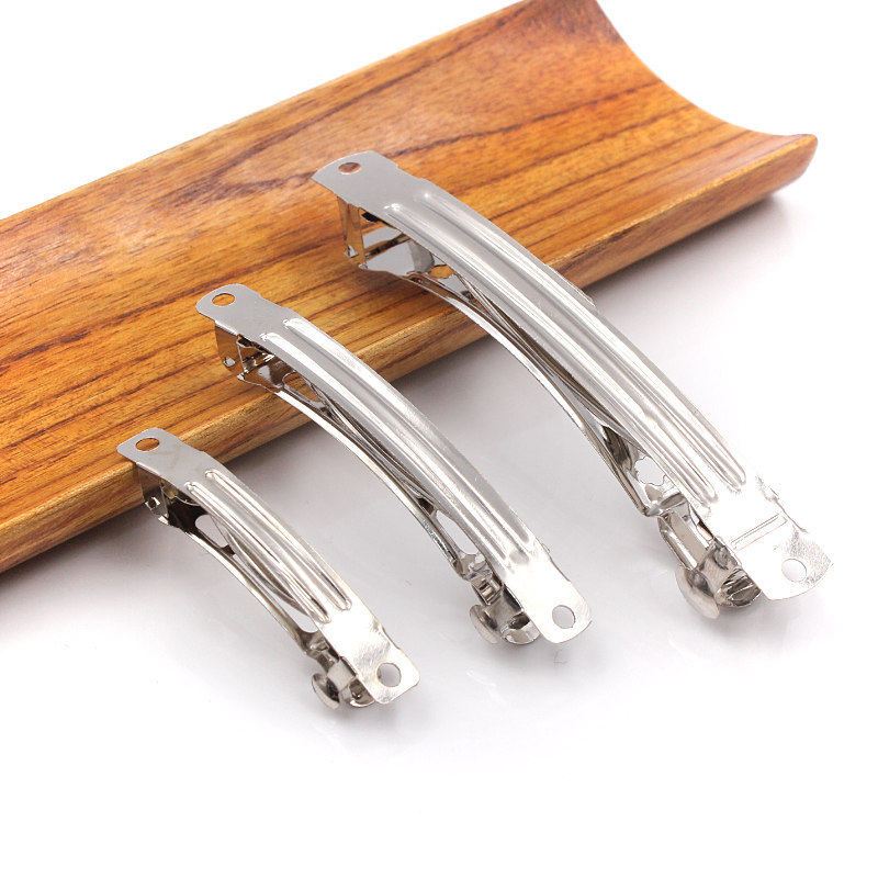 韩国8厘米带银色防滑三片弹簧发夹手工diy卡子发饰材料包