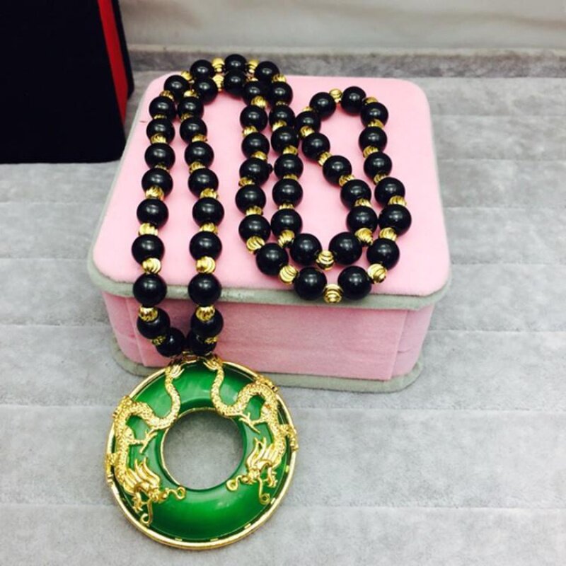 镀金项链男女款镀黄金色龙坠子金镶玉金包玉吊坠饰品首饰